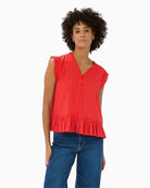 Part Two AnekaPW sleeveless blouse poppy red front view