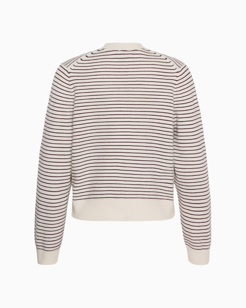 Part Two AnessaPW Cardigan wine striped back view