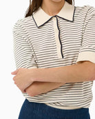 Part Two AnettiPW pullover navy cream collar detail