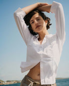Part Two AnisePW shirt white front view 3/4 sleeves