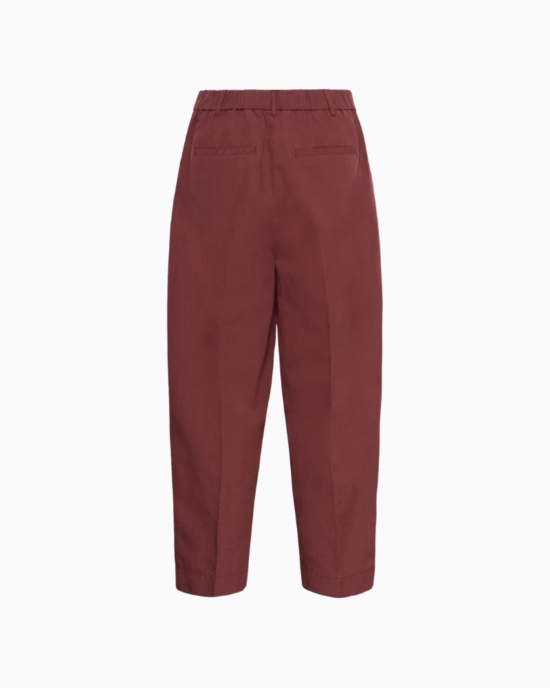 Part Two BeatrizPW Trousers in dark red flat lay back view