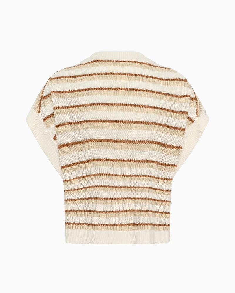 Part Two Belisia Pullover in Cream and Brown Stripe back view