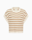 Part Two Belisia Pullover in Cream and Brown Stripe front view