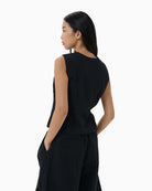 Part Two BenittaPW Waistcoat black back view