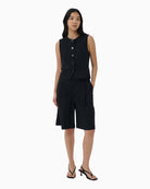 Part Two BenittaPW Waistcoat black front view