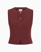 Part Two BenittaPW Waistcoat dark red button front detail