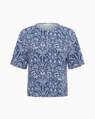 Part Two BertelinePW Blouse in blue and white full front view