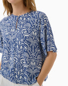 Part Two BertelinePW Blouse in blue and white sleeve detail