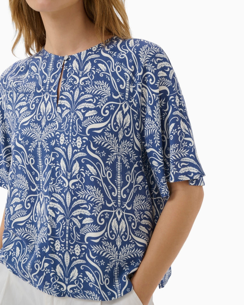 Part Two BertelinePW Blouse in blue and white sleeve detail