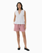 Part Two BigiPW Shorts in Dark Red gingham front view