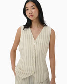 Part Two BintaPW Waistcoat in cream black front view