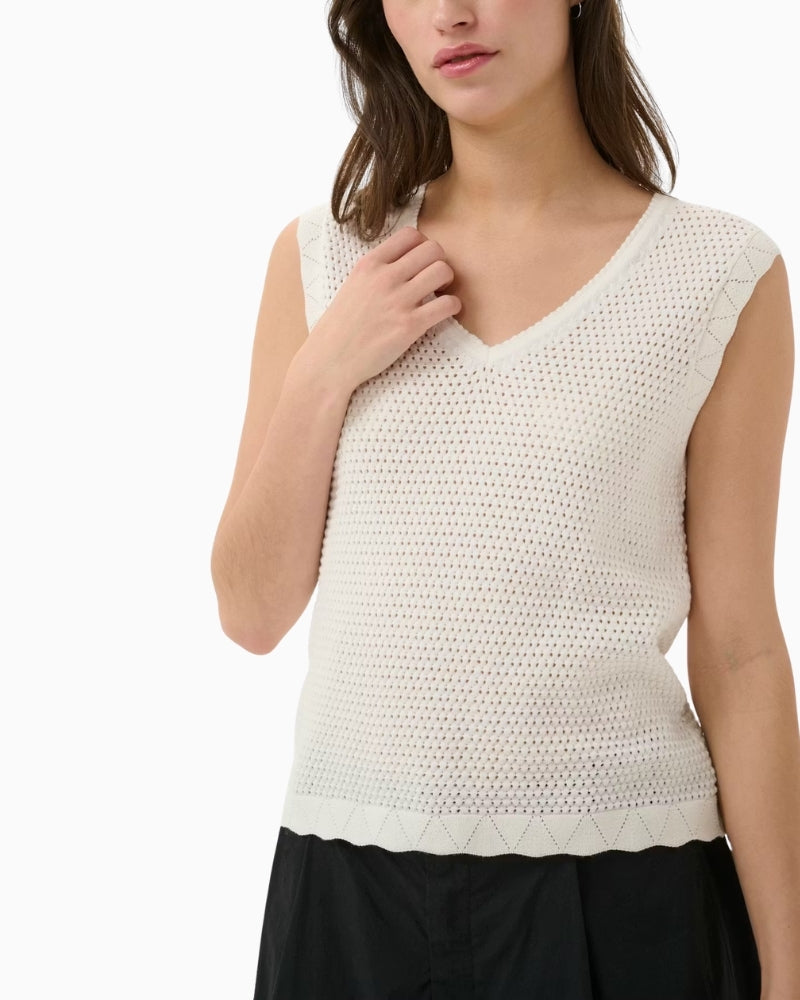Part Two BolissaPW Top in Cream knit detail
