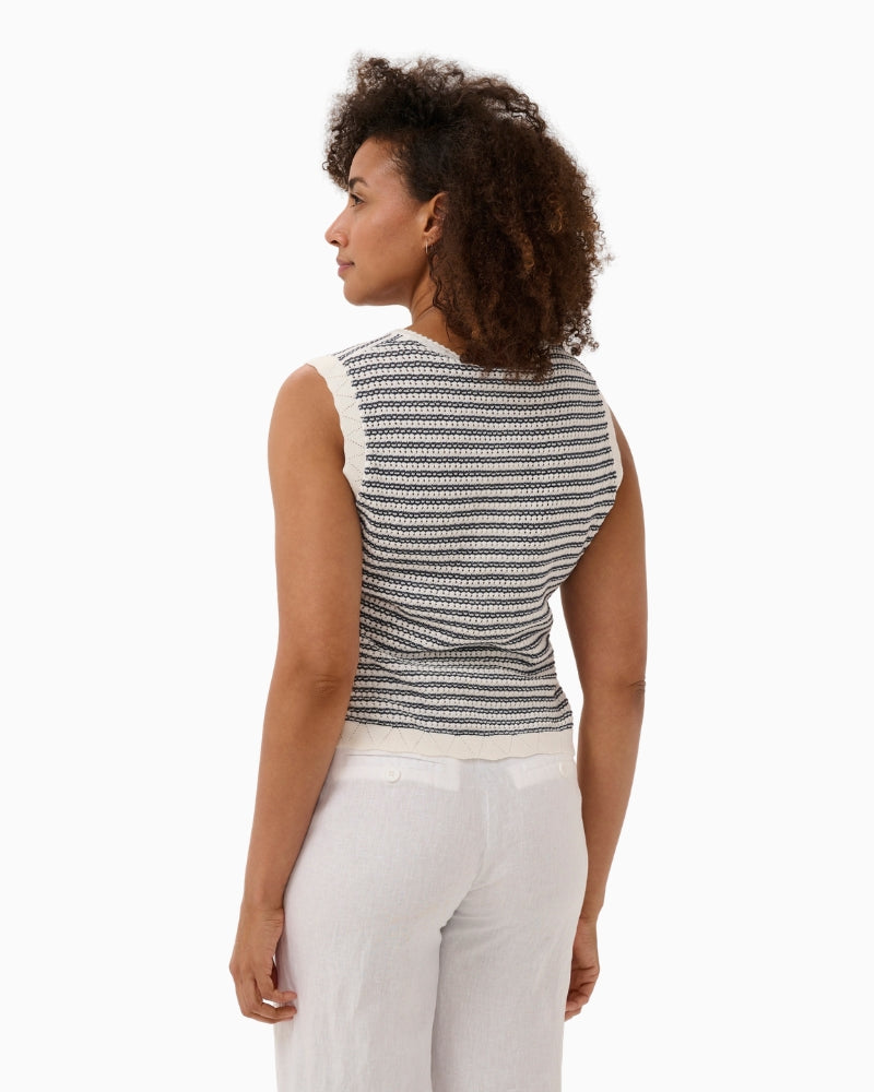 Part Two BolissaPW Top in navy stripe back view