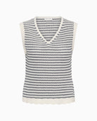 Part Two BolissaPW Top in navy stripe knitted fabric detail