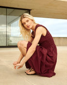 Part Two BorgnettePW Dress in dark red side view