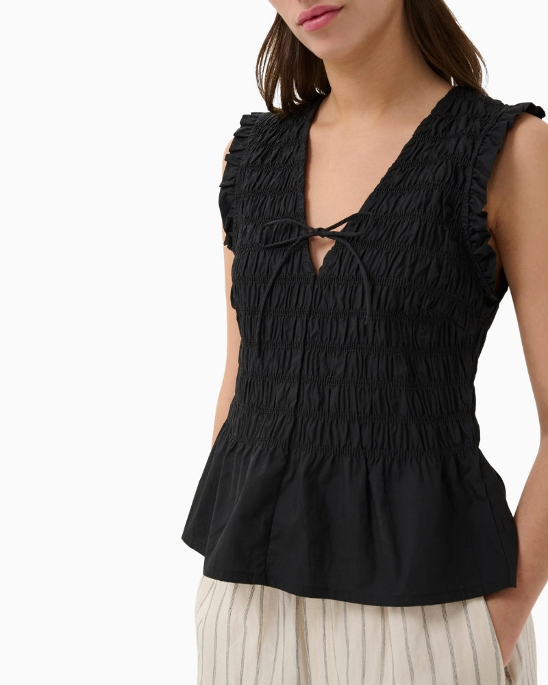 Part Two BorgnyPW Top in Black neckline detail