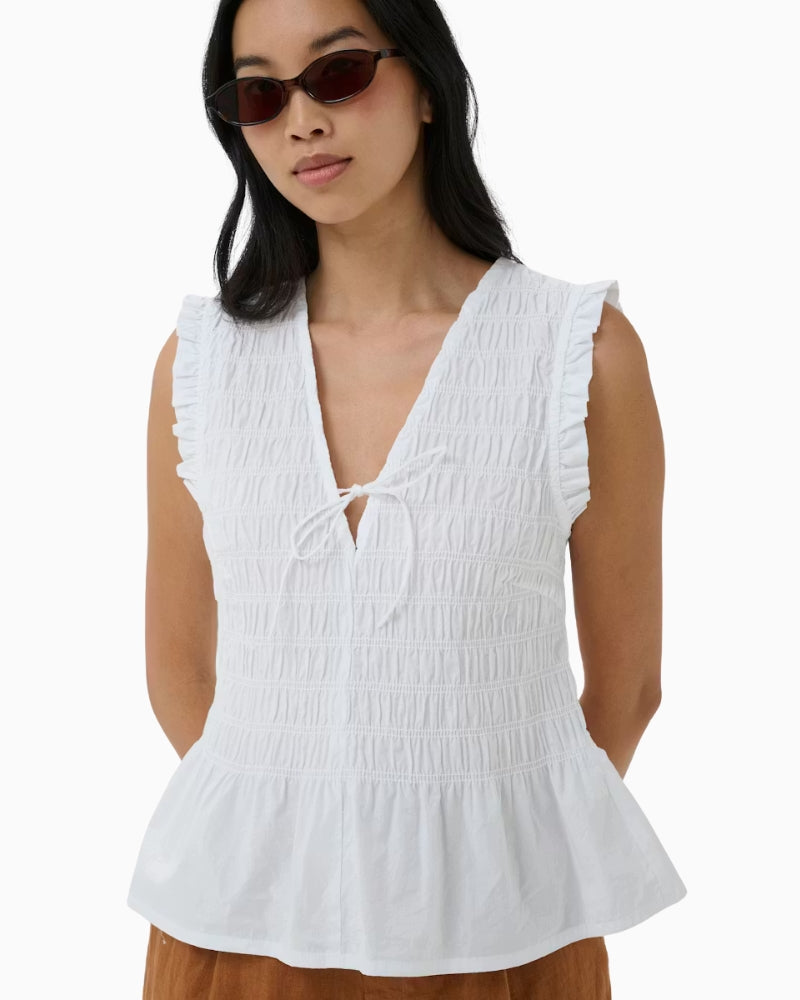 Part Two BorgnyPW Top in White neckline detail