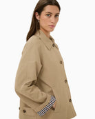 Woman wearing Part Two cotton blend jacket, side view – Áines Boutique