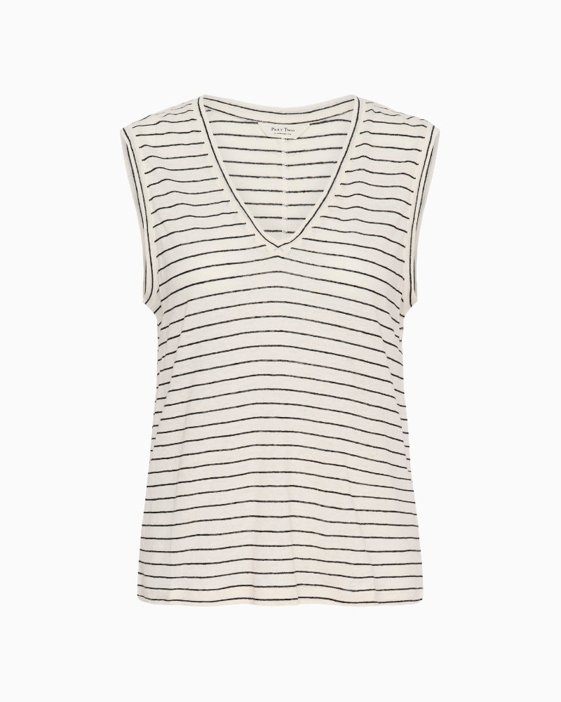 Part Two BrianiePW Top in black stripe front view