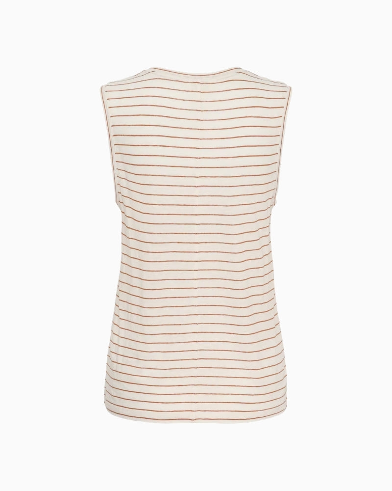 Part Two Brianie Top in beige stripe back view
