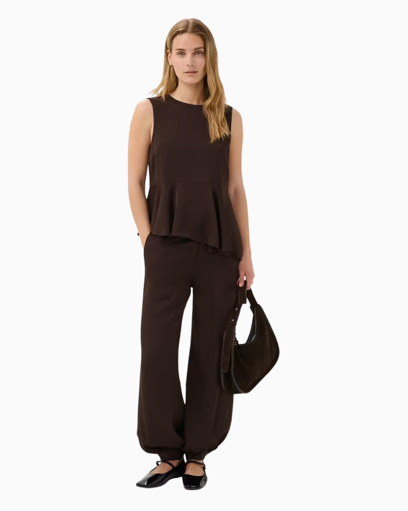 Part Two CamdenPW Top in Brown front styled view
