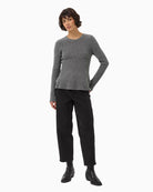 Part Two CarinaPW Pullover in Grey peplum-style flared hem detail