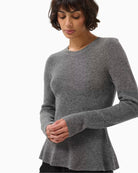 Part Two CarinaPW Pullover in Grey peplum-style flared hem detail