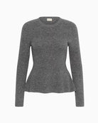 Part Two CarinaPW Pullover in Grey ribbed knit detail