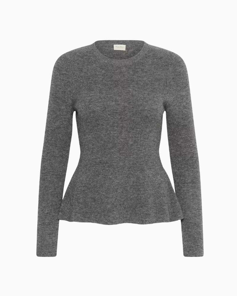 Part Two CarinaPW Pullover in Grey ribbed knit detail