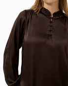 Part Two CaterinaPW Blouse in Brown button placket detail