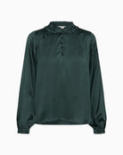 Part Two CaterinaPW Blouse in forest green front detail