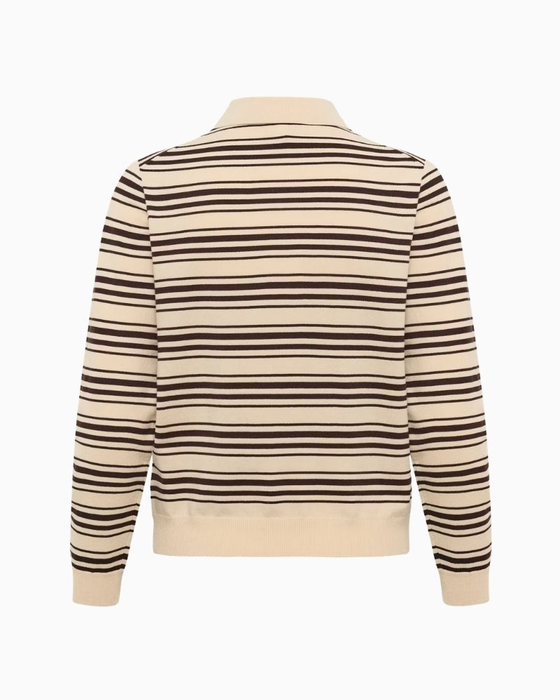Part Two Channan PW Pullover in cream and brown back detail