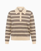Part Two Channan PW Pullover in cream and brown striped knit detail