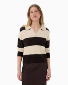 Part Two Charlott PW Pullover in cream and brown front view