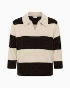 Part Two Charlott PW Pullover in cream and brown striped knit detail