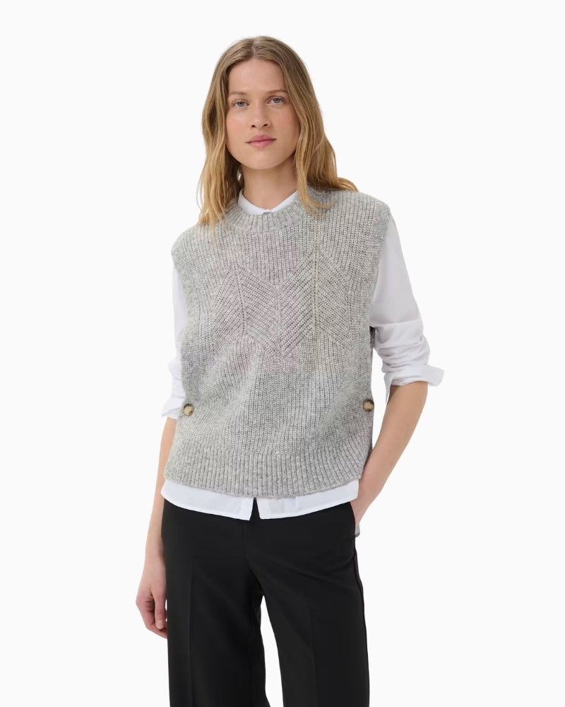 Part Two CharlyePW Waistcoat in Medium Grey Melange front view