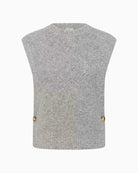 Part Two CharlyePW Waistcoat in Medium Grey Melange side button detail