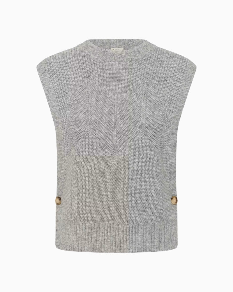 Part Two CharlyePW Waistcoat in Medium Grey Melange side button detail