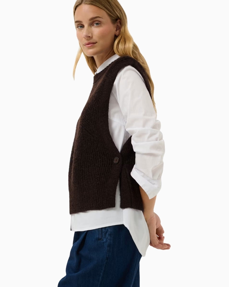 Part Two CharlyePW Waistcoat in brown side view