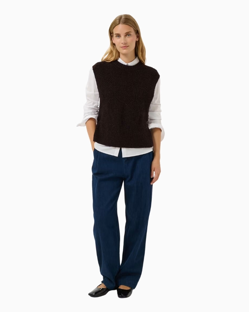 Part Two CharlyePW Waistcoat in brown styled view