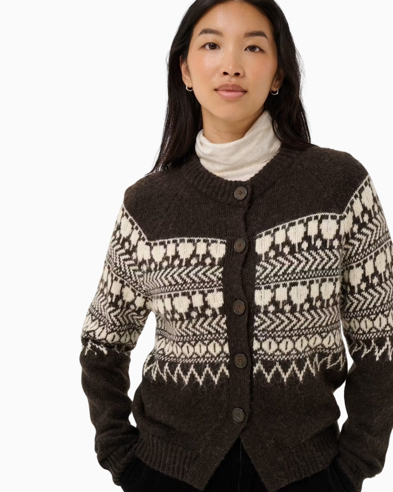 Part Two Charmaine PW Cardigan in brown button placket detail