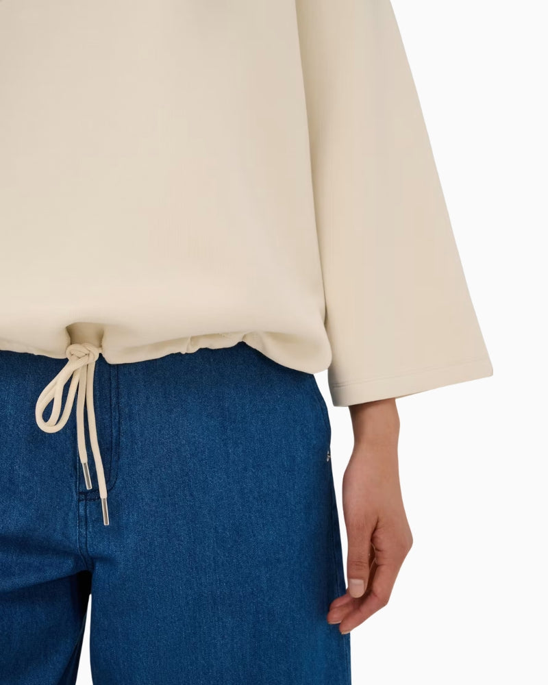 Part Two Chelsey Sweatshirt in Oatmeal adjustable drawstring hem detail