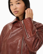 Part Two CimmiePW Jacket in Brown Out zipped cuff and seam detail