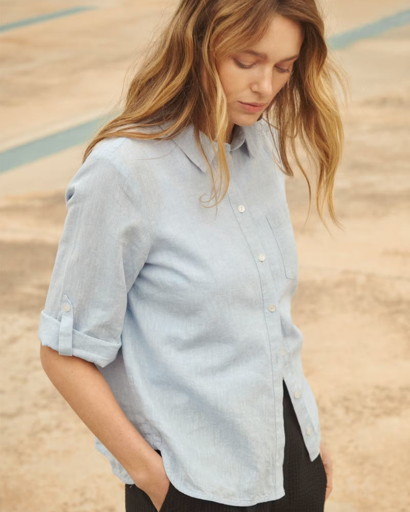 Part Two CindiePW Shirt in blue collar detail