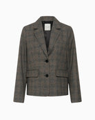 Part Two ClarissaPW Blazer in Grey Check plaid fabric detail