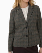 Part Two ClarissaPW Blazer in Grey Check two-button closure detail