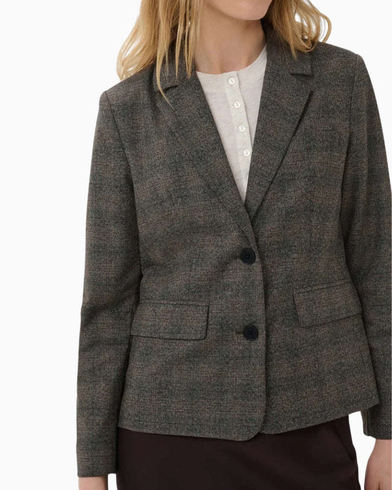 Part Two ClarissaPW Blazer in Grey Check two-button closure detail