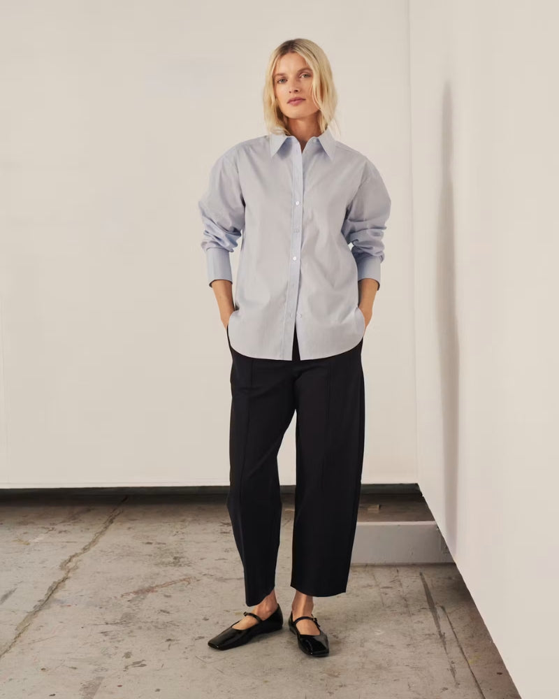 Part Two Colisa Barrel Trousers in Black side view showing ankle-length silhouette