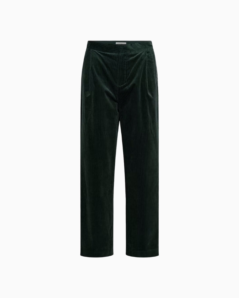 Part Two ColleenPW Trousers in forest green front pleat detail