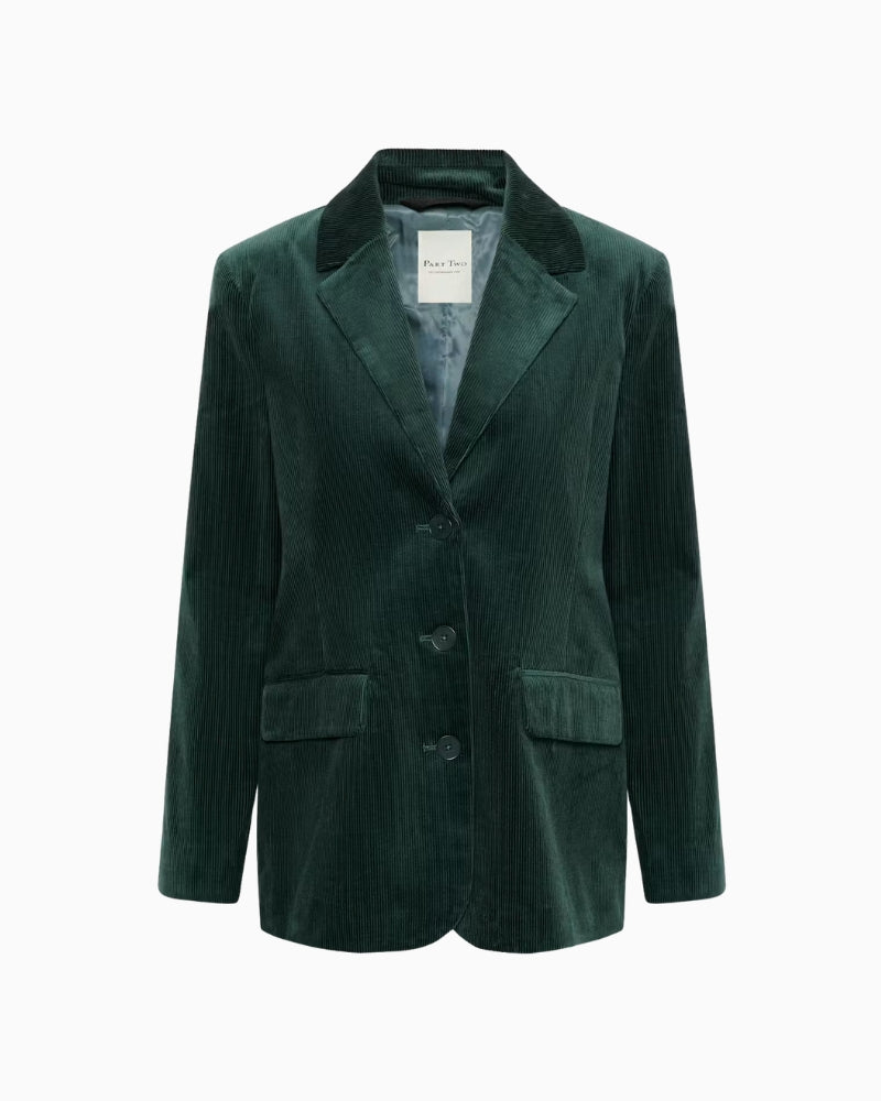 Part Two ConjaPW Blazer in Forest Green fabric detail
